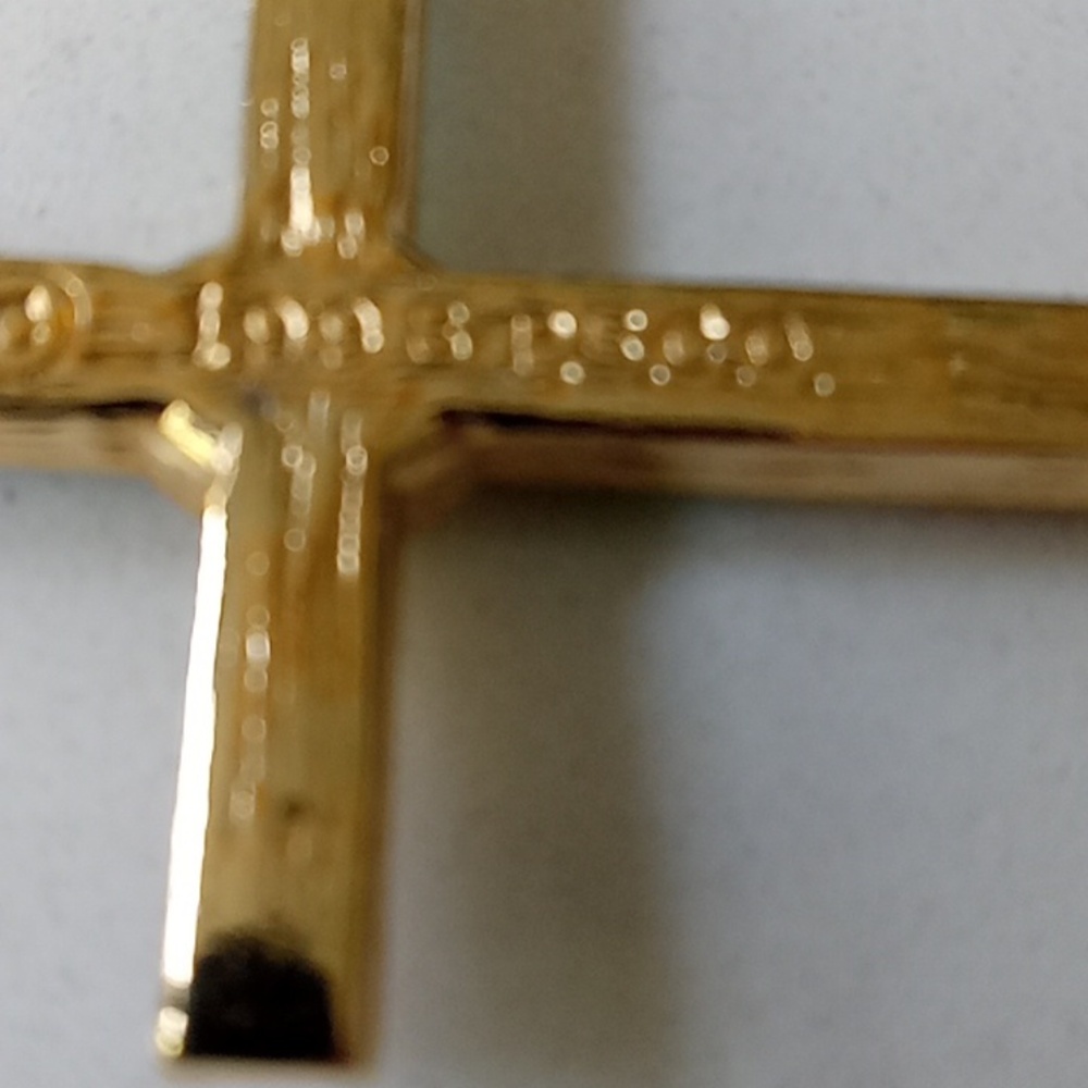 Gold Rhinestone Cross Necklace - Picture 6 of 7